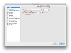 PowerPoint kerning dialog