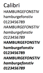 Calibri font samples